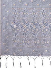 Thumbnail for Aanika Women Grey Cotton Saree With UnStiched Blouse