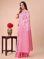 Thumbnail for Aanika Women Pink Cotton Saree With UnStiched Blouse - Distacart