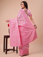 Thumbnail for Aanika Women Pink Cotton Saree With UnStiched Blouse - Distacart