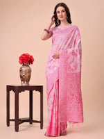 Thumbnail for Aanika Women Pink Cotton Saree With UnStiched Blouse - Distacart