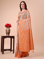 Thumbnail for Aanika Women Orange Cotton Saree With UnStiched Blouse - Distacart