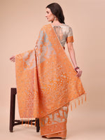 Thumbnail for Aanika Women Orange Cotton Saree With UnStiched Blouse - Distacart