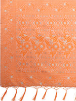 Thumbnail for Aanika Women Orange Cotton Saree With UnStiched Blouse - Distacart