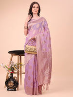Thumbnail for Aanika Women Light Pink Cotton Saree With UnStiched Blouse - Distacart