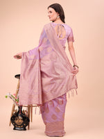 Thumbnail for Aanika Women Light Pink Cotton Saree With UnStiched Blouse - Distacart