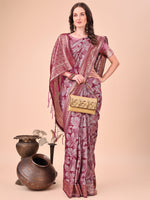 Thumbnail for Aanika Women Magenta Cotton Saree With UnStiched Blouse - Distacart