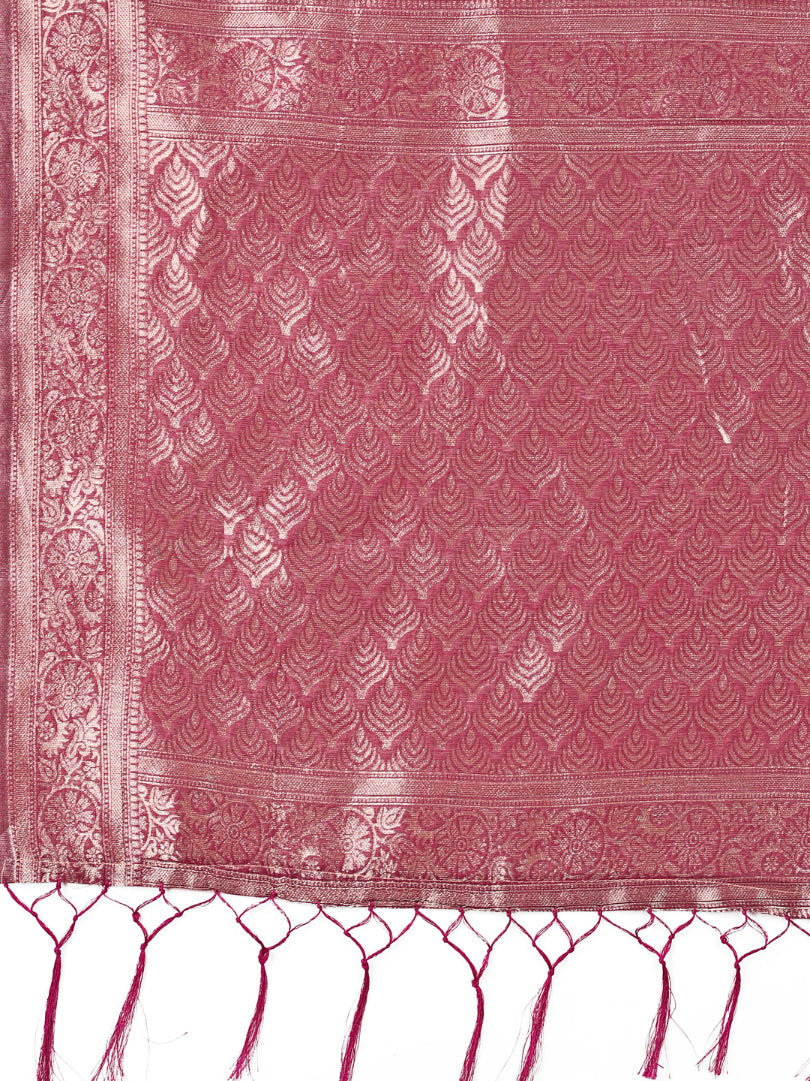 Aanika Women Magenta Cotton Saree With UnStiched Blouse - Distacart