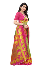 Thumbnail for Vamika pink & green Printed Art Silk Saree - Distacart