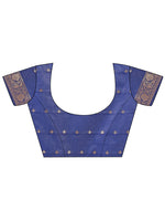 Thumbnail for Aanika Women Blue Linen Cotton Saree With UnStiched Blouse - Distacart