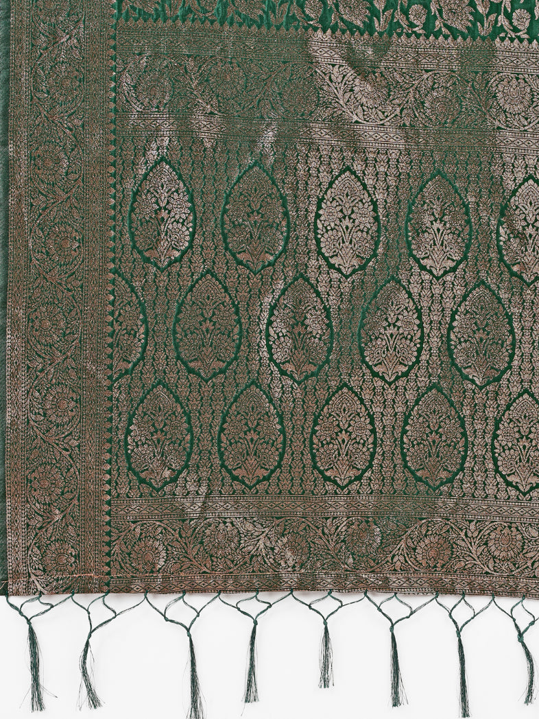 Aanika Women Green Lichi Silk Saree With UnStiched Blouse - Distacart