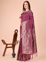 Thumbnail for Aanika Women Purple Lichi Silk Saree With UnStiched Blouse - Distacart