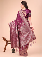 Thumbnail for Aanika Women Purple Lichi Silk Saree With UnStiched Blouse - Distacart
