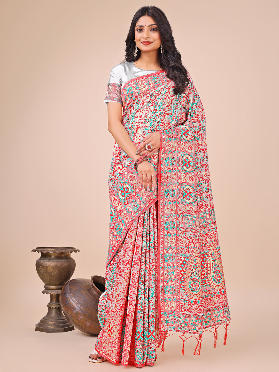 Aanika Women White Cotton Saree With UnStiched Blouse - Distacart