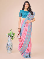 Thumbnail for Aanika Women Pink Lichi Silk Saree With UnStiched Blouse - Distacart