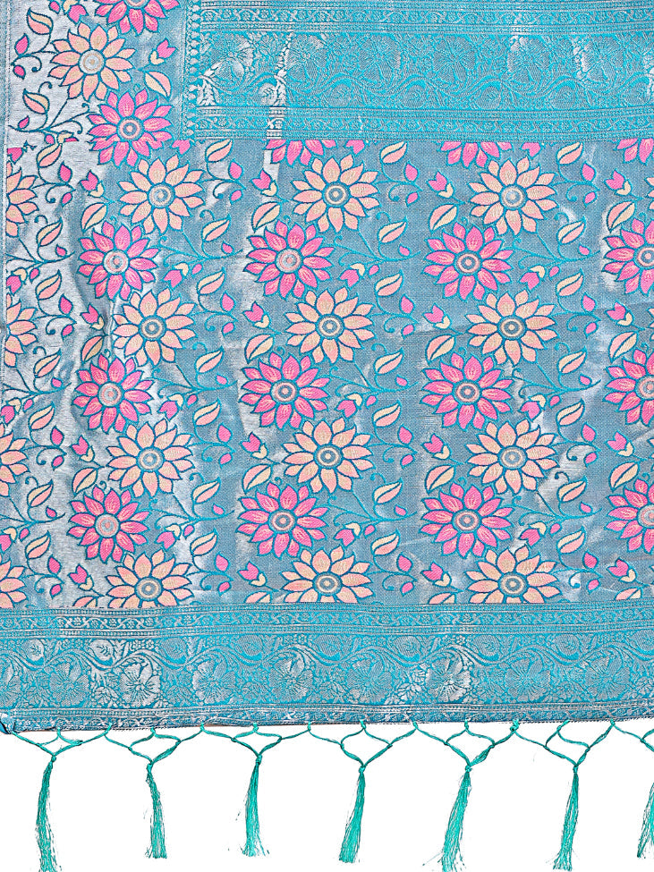 Aanika Women Pink Lichi Silk Saree With UnStiched Blouse - Distacart