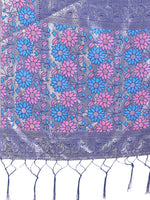 Thumbnail for Aanika Women Sky Blue Lichi Silk Saree With UnStiched Blouse - Distacart