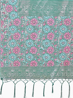 Thumbnail for Aanika Women Teal Lichi Silk Saree With UnStiched Blouse - Distacart