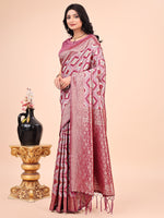 Thumbnail for Aanika Women Pink Cotton Saree With UnStiched Blouse - Distacart