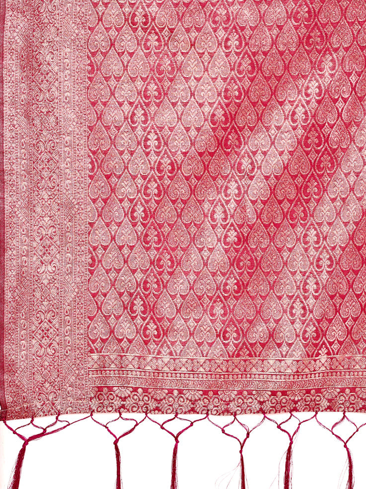 Aanika Women Pink Cotton Saree With UnStiched Blouse - Distacart