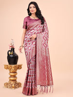 Thumbnail for Aanika Women Pink Cotton Saree With UnStiched Blouse - Distacart