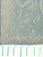 Thumbnail for Aanika Women Sky Blue Cotton Saree With UnStiched Blouse - Distacart