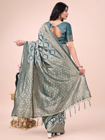 Thumbnail for Aanika Women Green Cotton Saree With UnStiched Blouse - Distacart