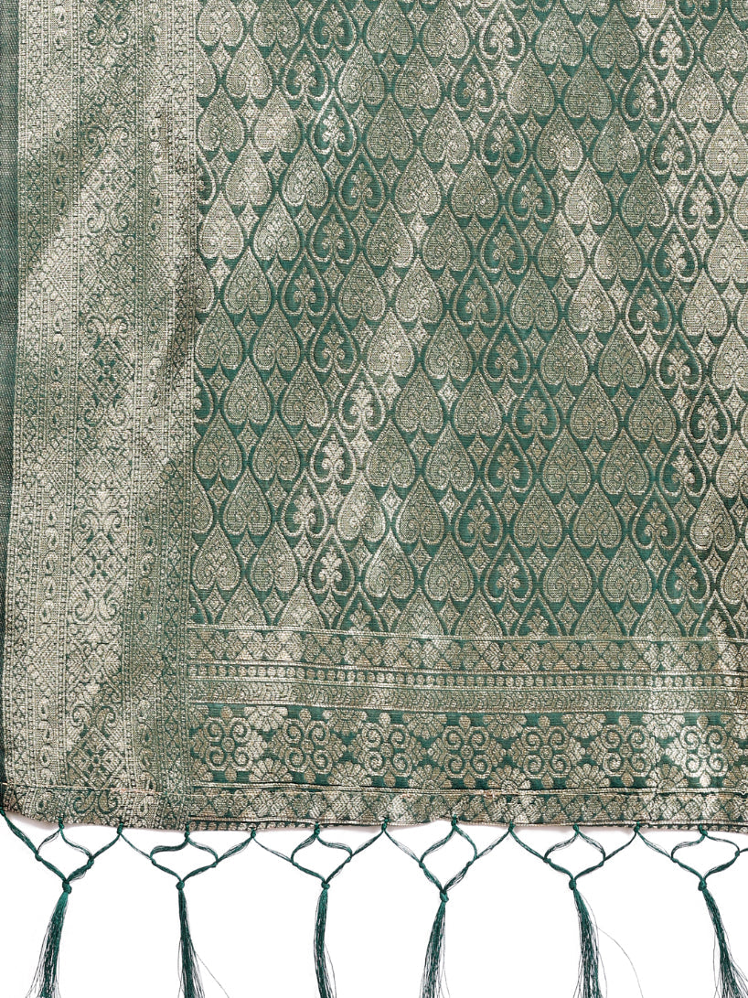 Aanika Women Green Cotton Saree With UnStiched Blouse - Distacart