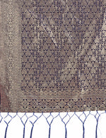 Thumbnail for Aanika Women Navy Blue Cotton Saree With UnStiched Blouse - Distacart