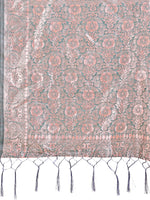 Thumbnail for Aanika Women Teal Linen Cotton Saree With UnStiched Blouse - Distacart