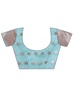 Thumbnail for Aanika Women Teal Linen Cotton Saree With UnStiched Blouse - Distacart