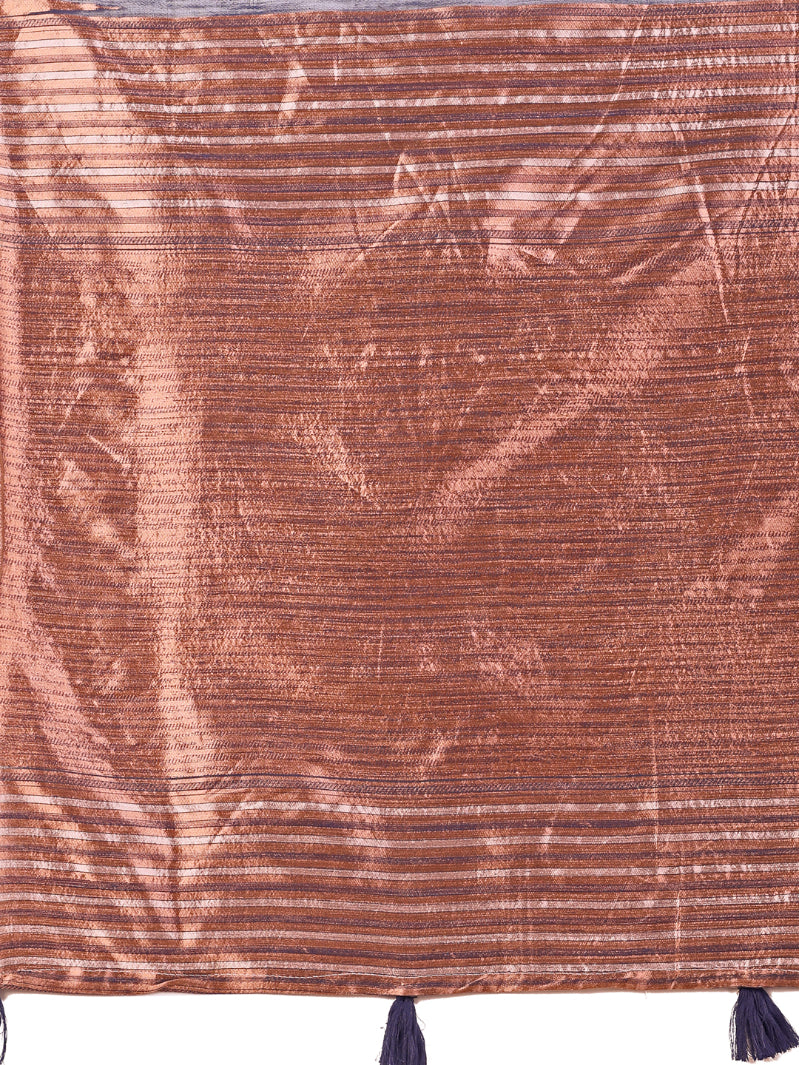 Aanika Women Navy Blue Linen Cotton Saree With UnStiched Blouse - Distacart