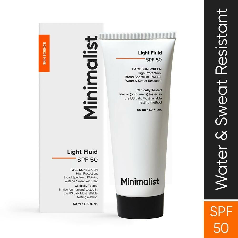 Minimalist Light Fluid Face Sunscreen with SPF 50 PA++++ - Lightweight, Water & Sweat Resistant - Distacart