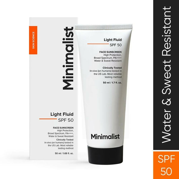 Minimalist Light Fluid Face Sunscreen with SPF 50 PA++++ - Lightweight, Water & Sweat Resistant - Distacart