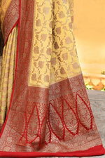 Thumbnail for Joban Fashion Yellow Crepe Chiffon Pure Handloom Banarasi Silk Saree