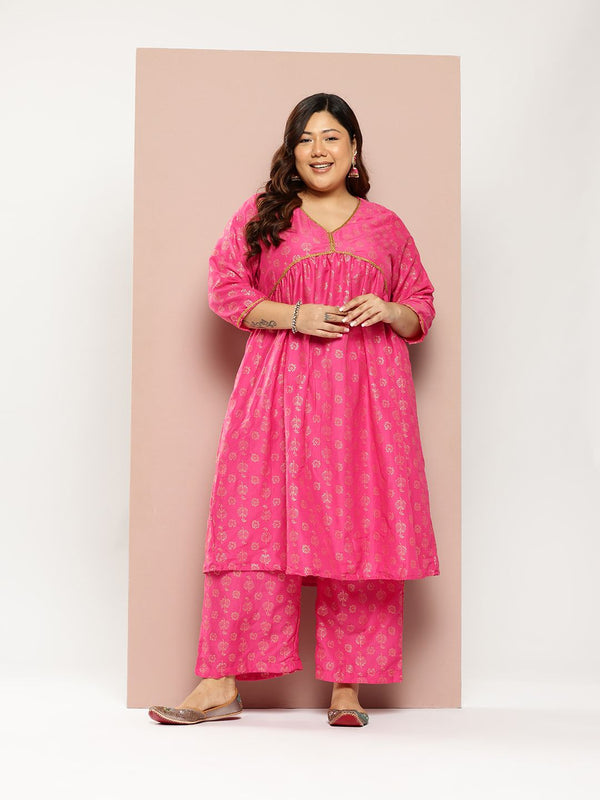 Sztori Women Ethnic Motifs Printed Regular Gotta Patti Kurta with Palazzos - Distacart