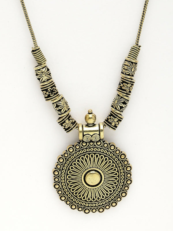 NVR Women's Gold-Plated Circular Shape Pendant with Chain - Distacart