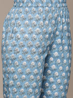 Thumbnail for Anubhutee Women Blue Floral Printed Pure Cotton Kurta with Trousers & Dupatta - Distacart