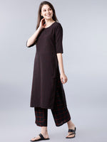 Thumbnail for Vishudh Women Black & Red Striped A-Line Kurta - Distacart