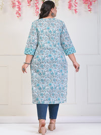 Thumbnail for Swasti Plus Size Floral Printed Pure Cotton Kurta