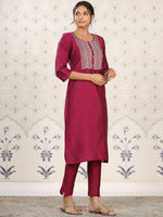 Thumbnail for Ode by House of Pataudi Women Floral Printed Thread Work Kurta - Distacart