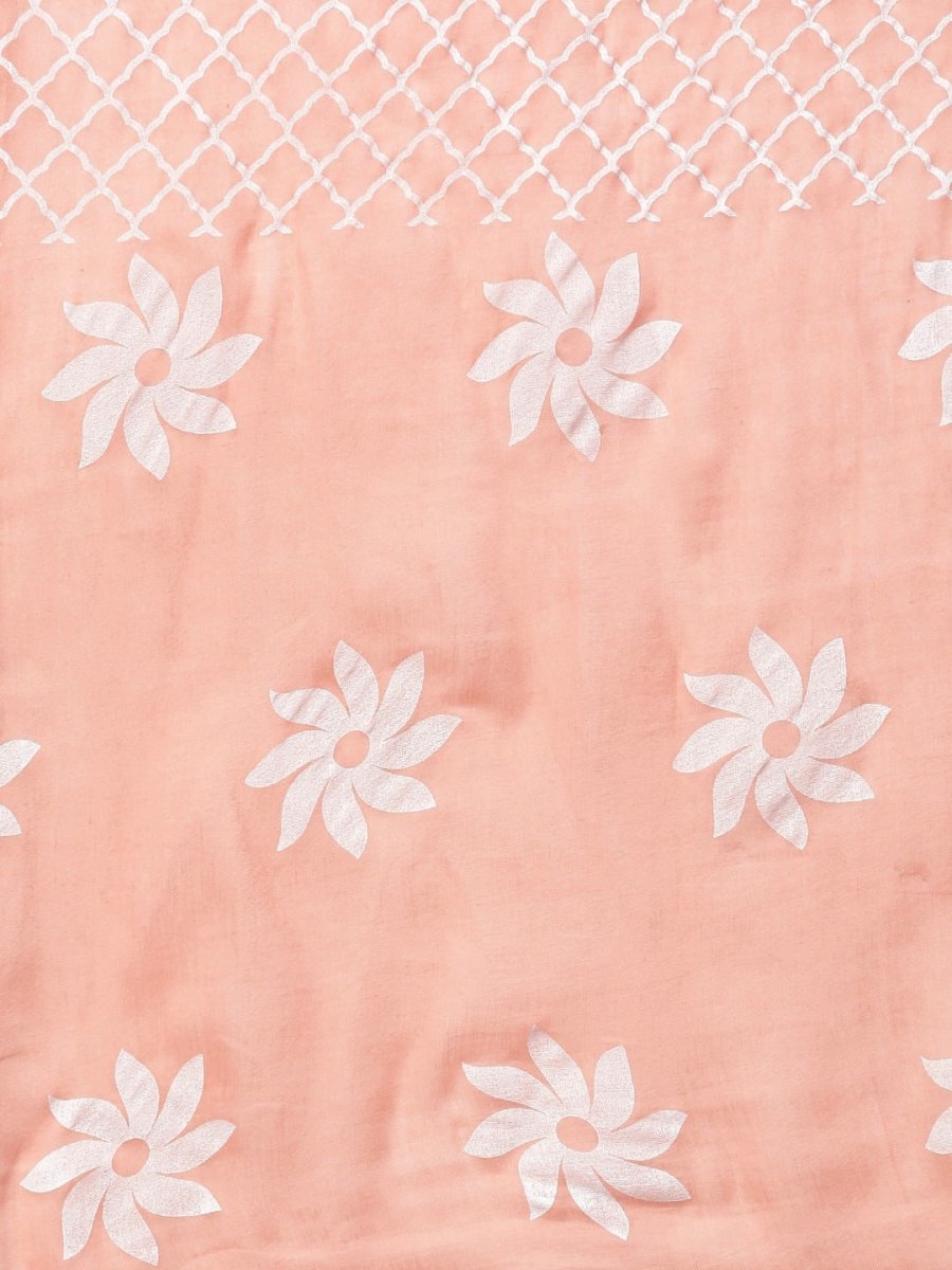 Aks Floral Printed Pure Cotton Straight Kurta With Palazzos & Dupatta - Distacart
