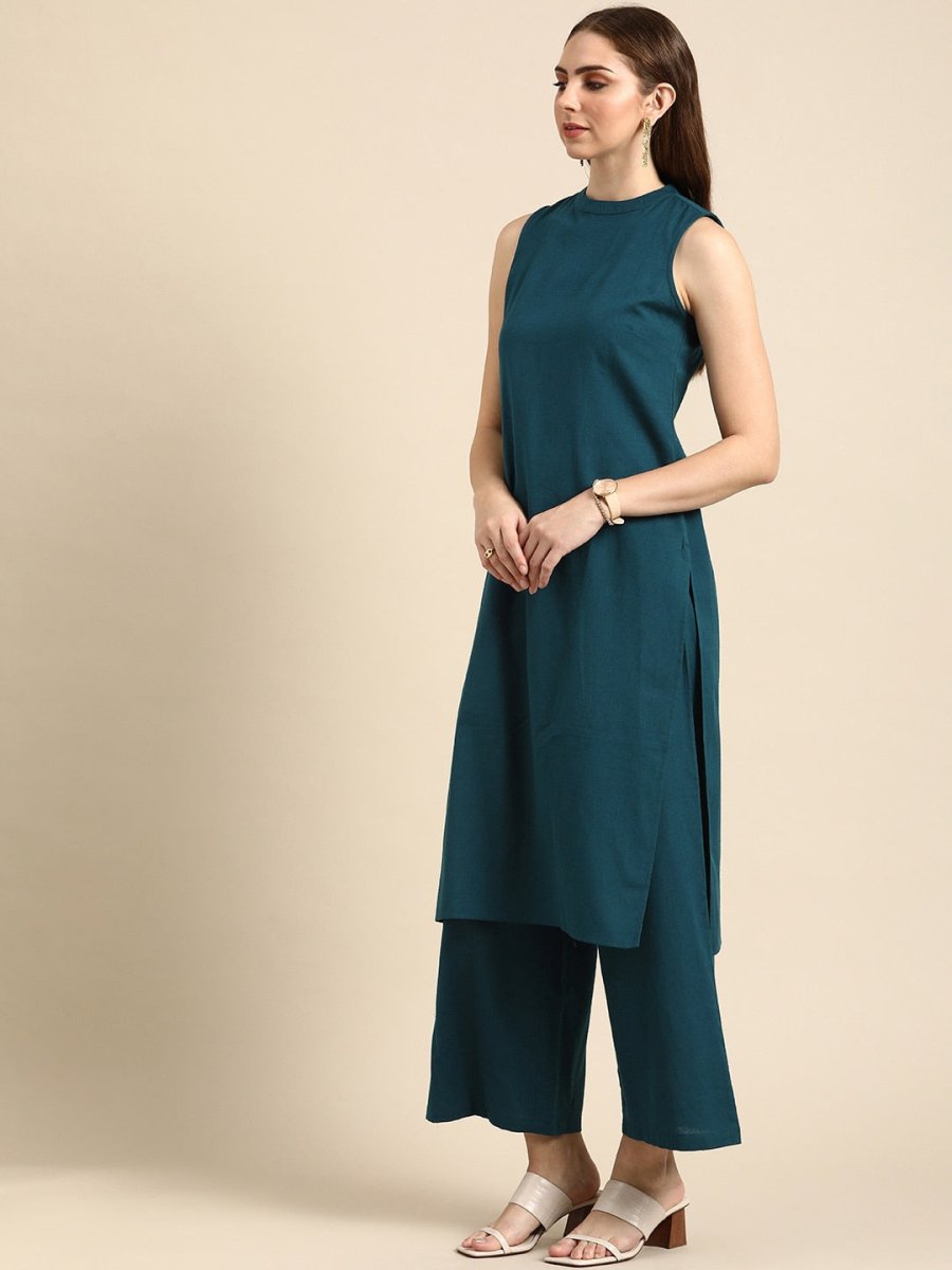 Anouk Women Regular Pure Cotton Kurta with Palazzos - Distacart