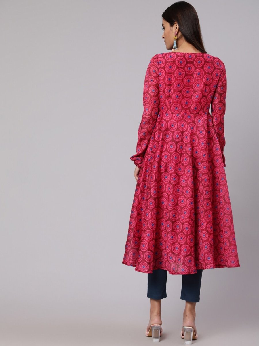 Aks Tie & Dyed Anarkali Kurta - Distacart