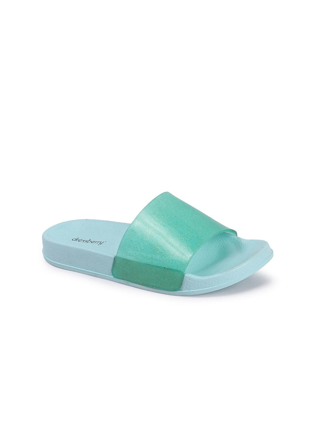DressBerry Women Green Embellished Sliders