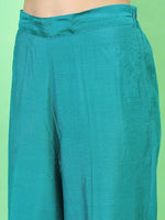 Thumbnail for Vishudh Women Teal High Slit Kurti with Trousers - Distacart