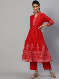 Thumbnail for Aks Ethnic Embroidered Mandarin Collar Chanderi Silk Anarkali Kurta - Distacart