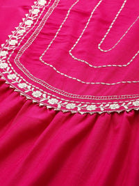 Thumbnail for Anouk Floral Yoke Design Tiered Gotta Patti A-Line Kurta With Trousers & With Dupatta - Distacart