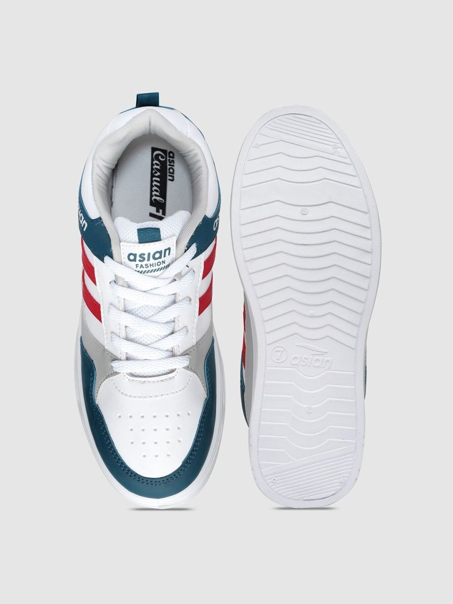 ASIAN Men White Colourblocked Memory Foam Insole Sneakers