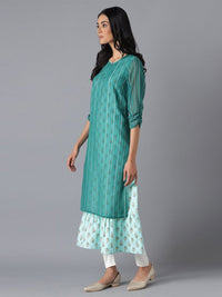 Thumbnail for AURELIA Green & meadowbrook Ethnic Motifs A-Line Midi Dress
