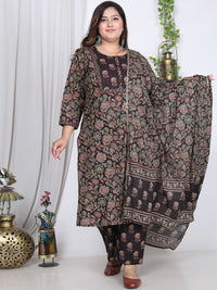 Thumbnail for Swasti Floral Printed Regular Pure Cotton Kurta With Trousers & Dupatta